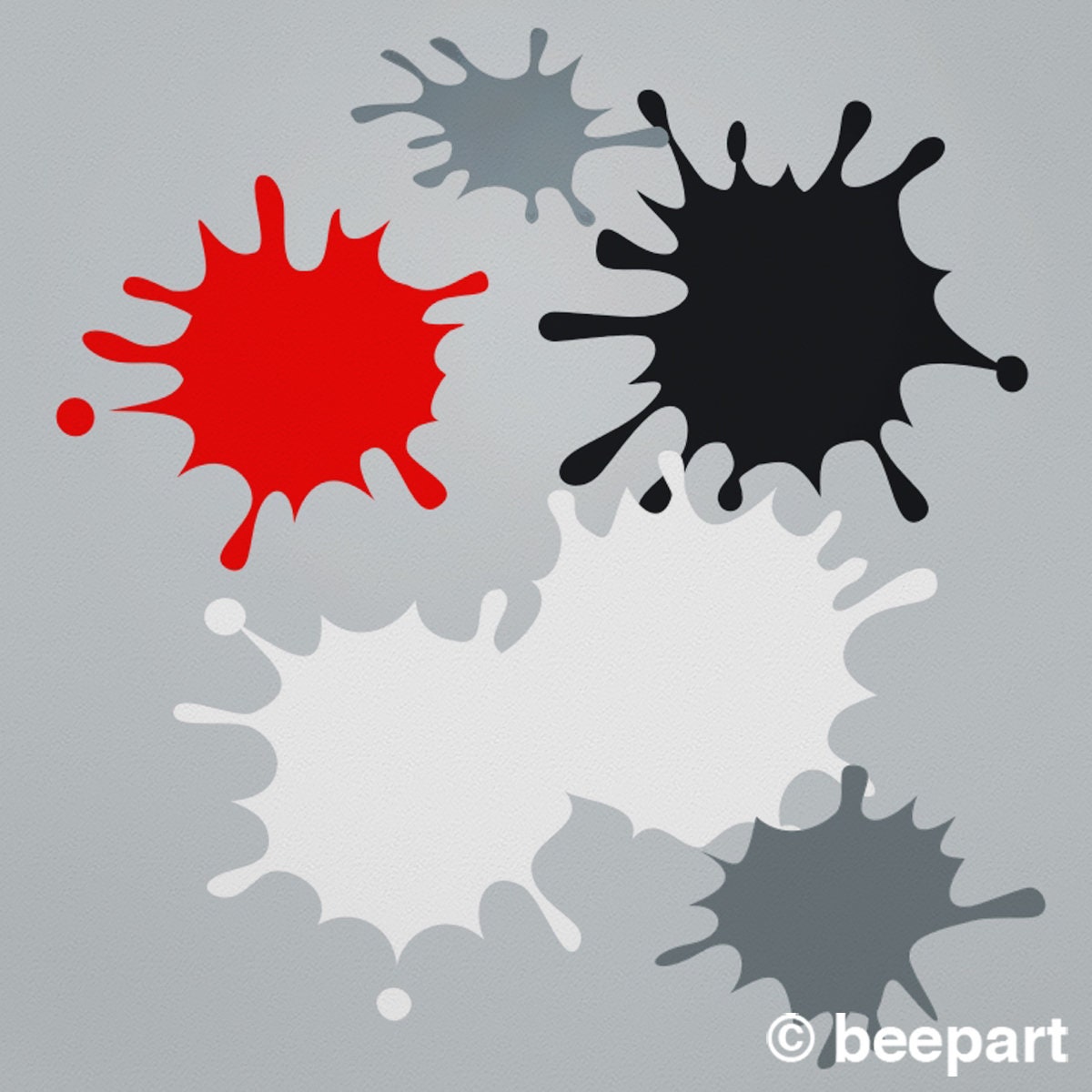 Paint Splatter Wall Decal Set | 4-Colour Ink Splotch Art Room Vinyl Sticker