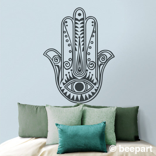 Hamsa wall decal, traditional khamsa art, yoga studio decor, middle east art