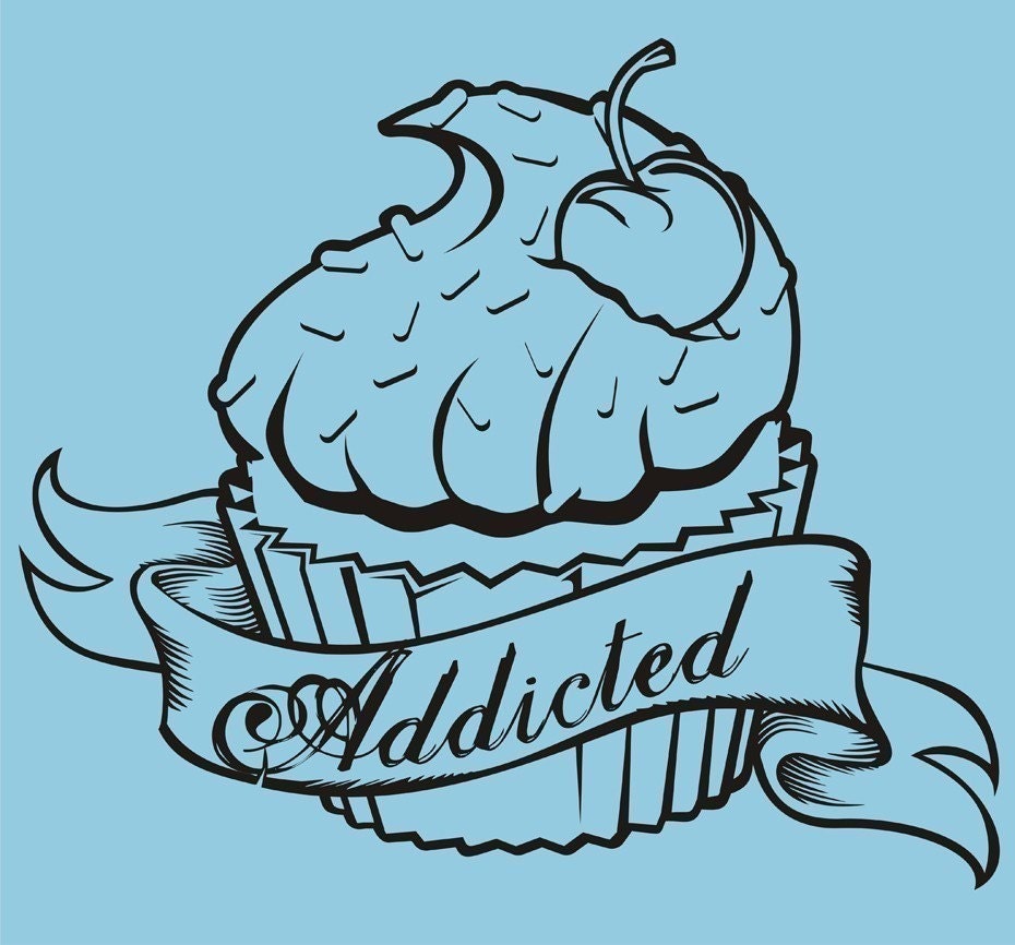 cupcake wall decal, cupcake tattoo art, custom banner, customize wall decal, FREE SHIPPING