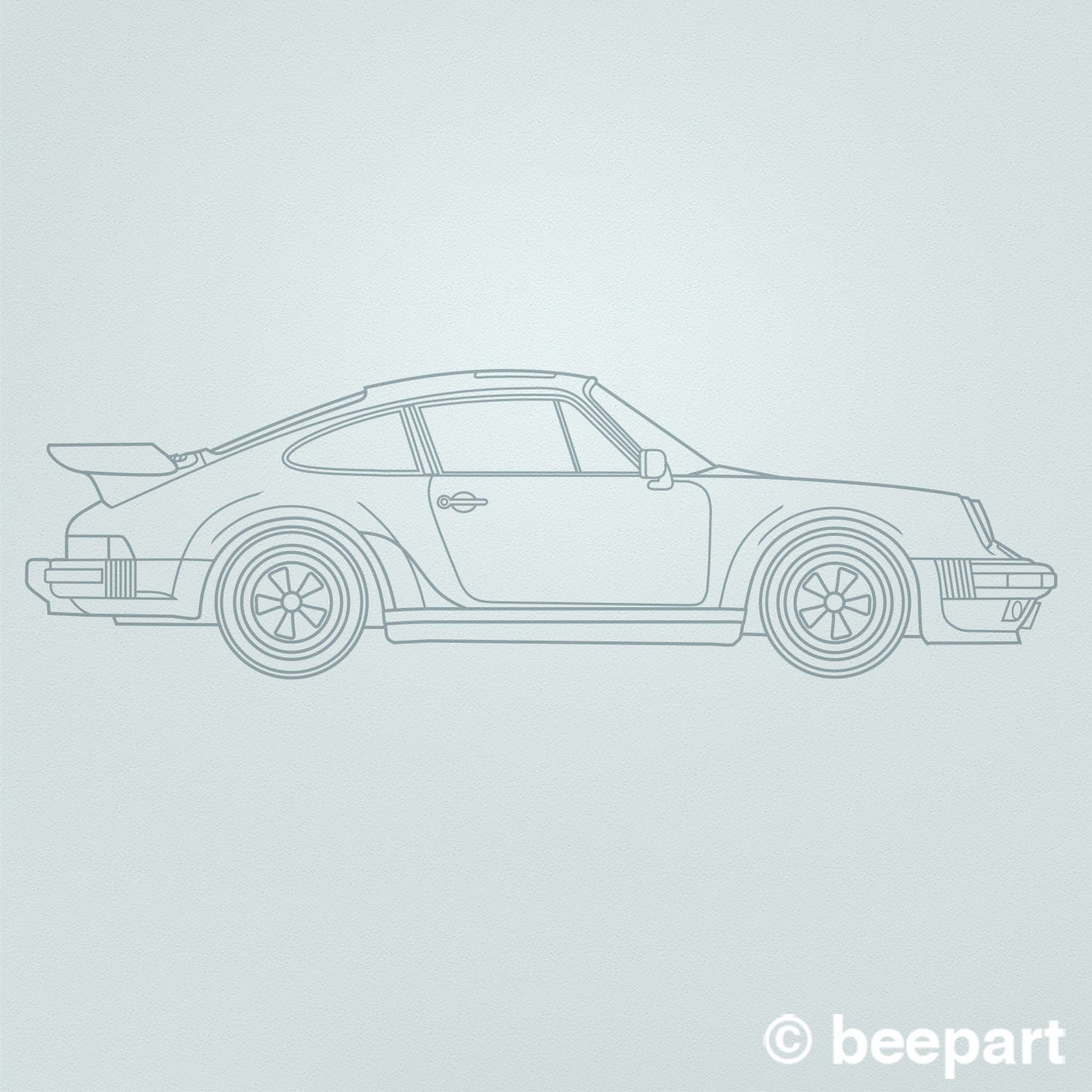 1988 Porsche 911 Turbo Blueprint Vinyl Wall Decal | Car Lover Gift