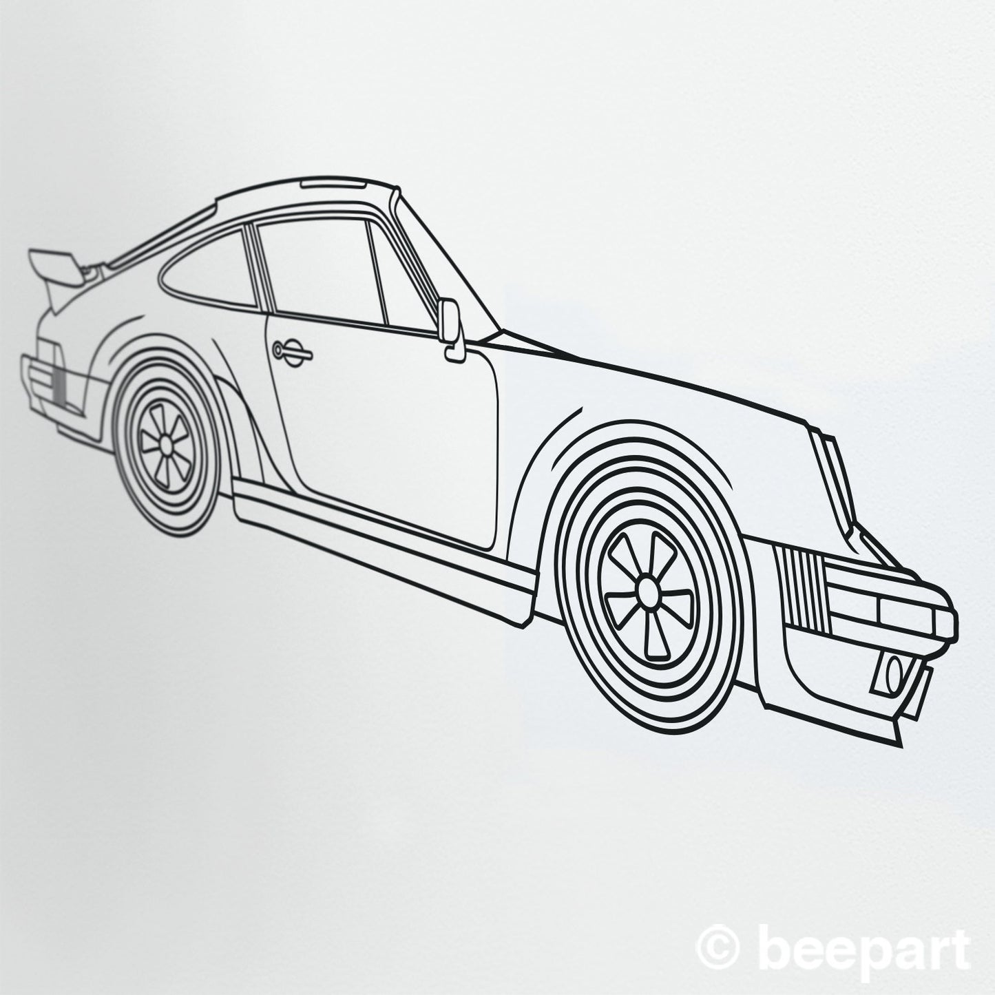 1988 Porsche 911 Turbo Blueprint Vinyl Wall Decal | Car Lover Gift