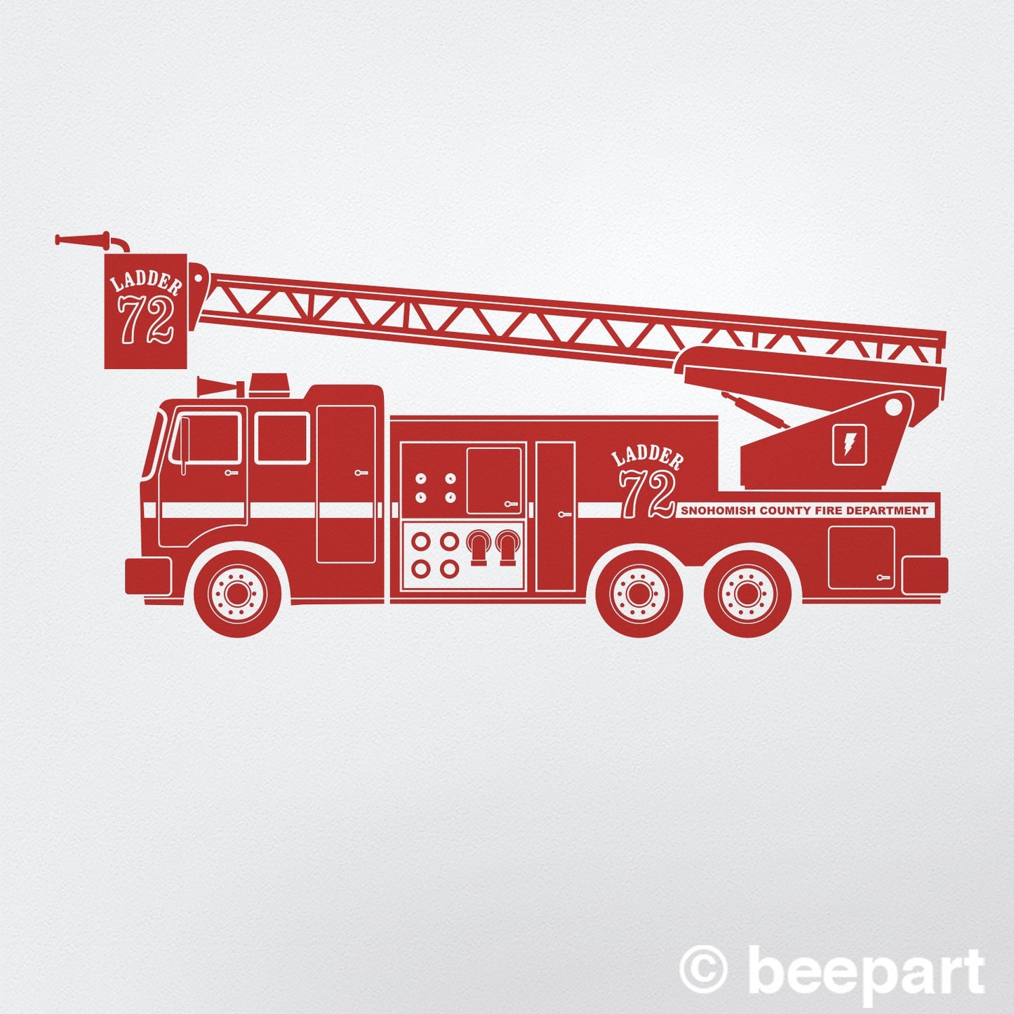 Personalized Fire Truck Vinyl Wall Decal | Custom Kids Room Decor
