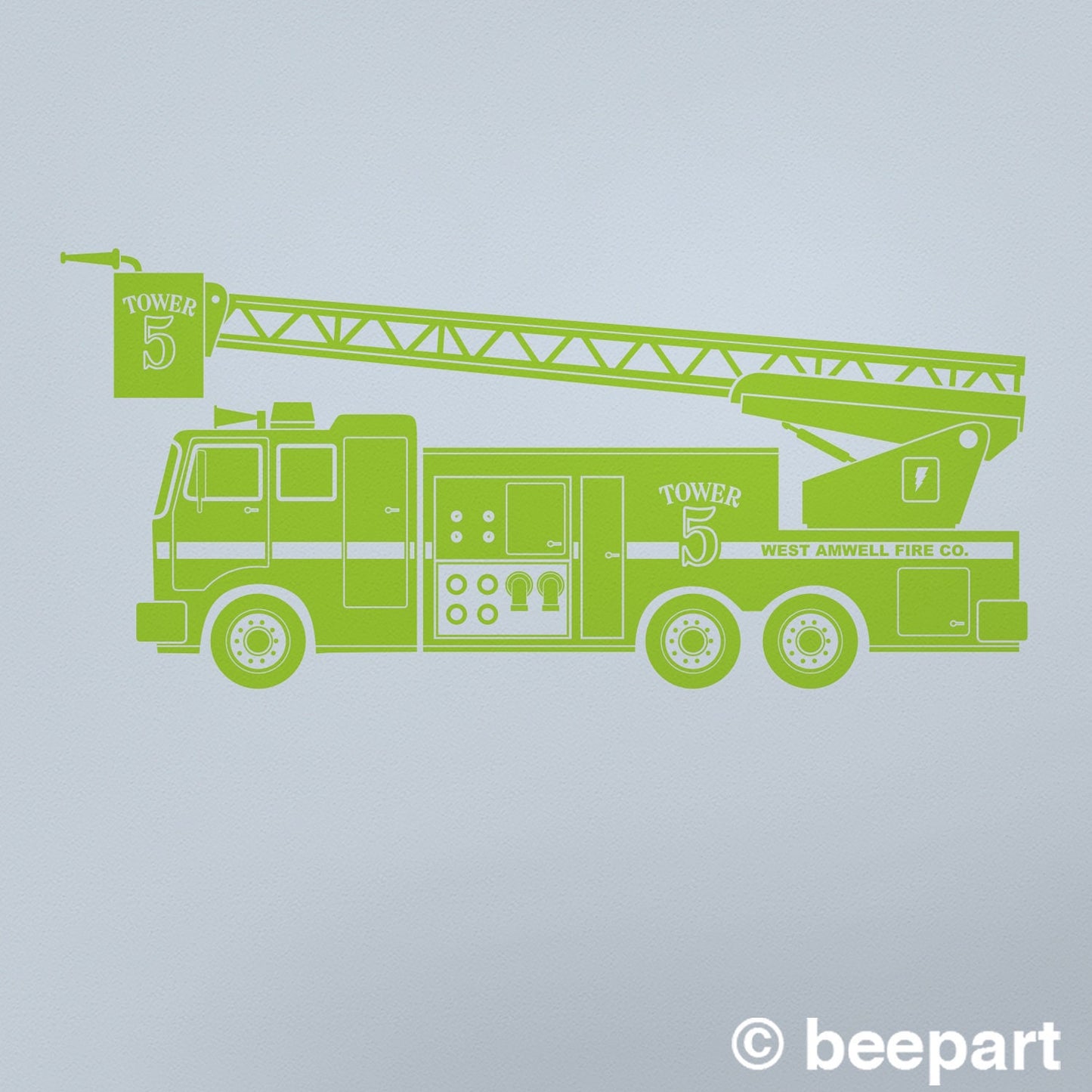 Personalized Fire Truck Vinyl Wall Decal | Custom Kids Room Decor