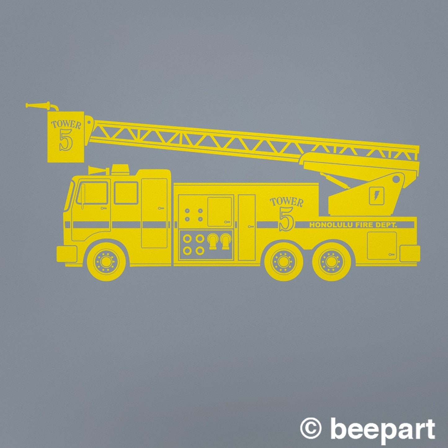 Personalized Fire Truck Vinyl Wall Decal | Custom Kids Room Decor