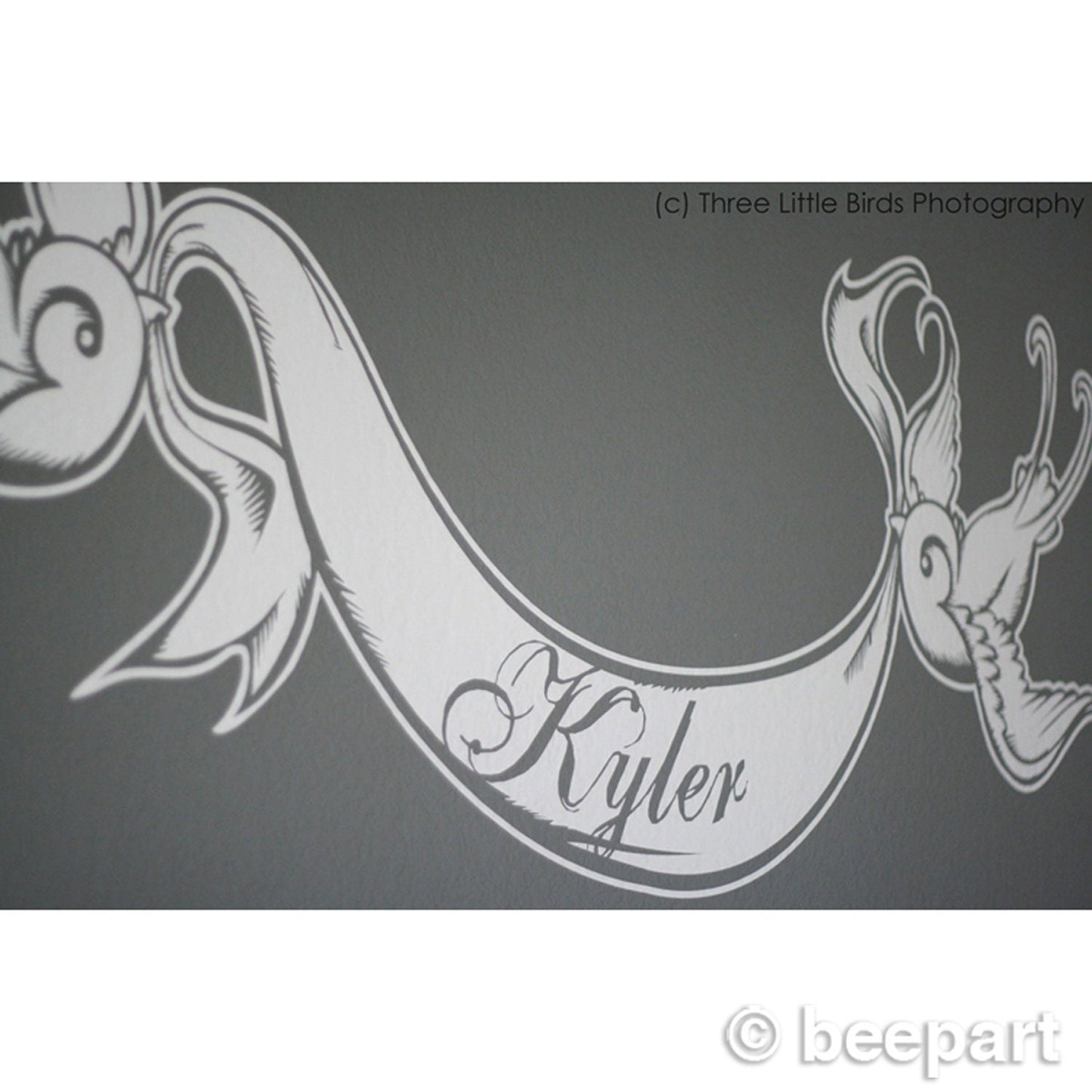 Custom bird wall decal- custom name decal, tattoo art, custom decal, baby boy nursery, baby girl nursery, nursery decor, custom banner decal