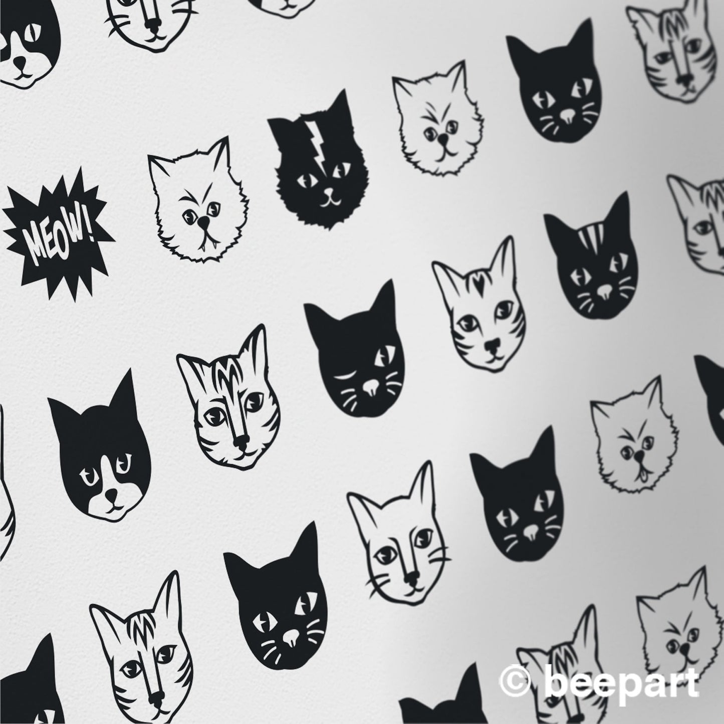 Cat Pattern Wall Decal Set – Cute Kitty Vinyl Stickers for Cat Lovers