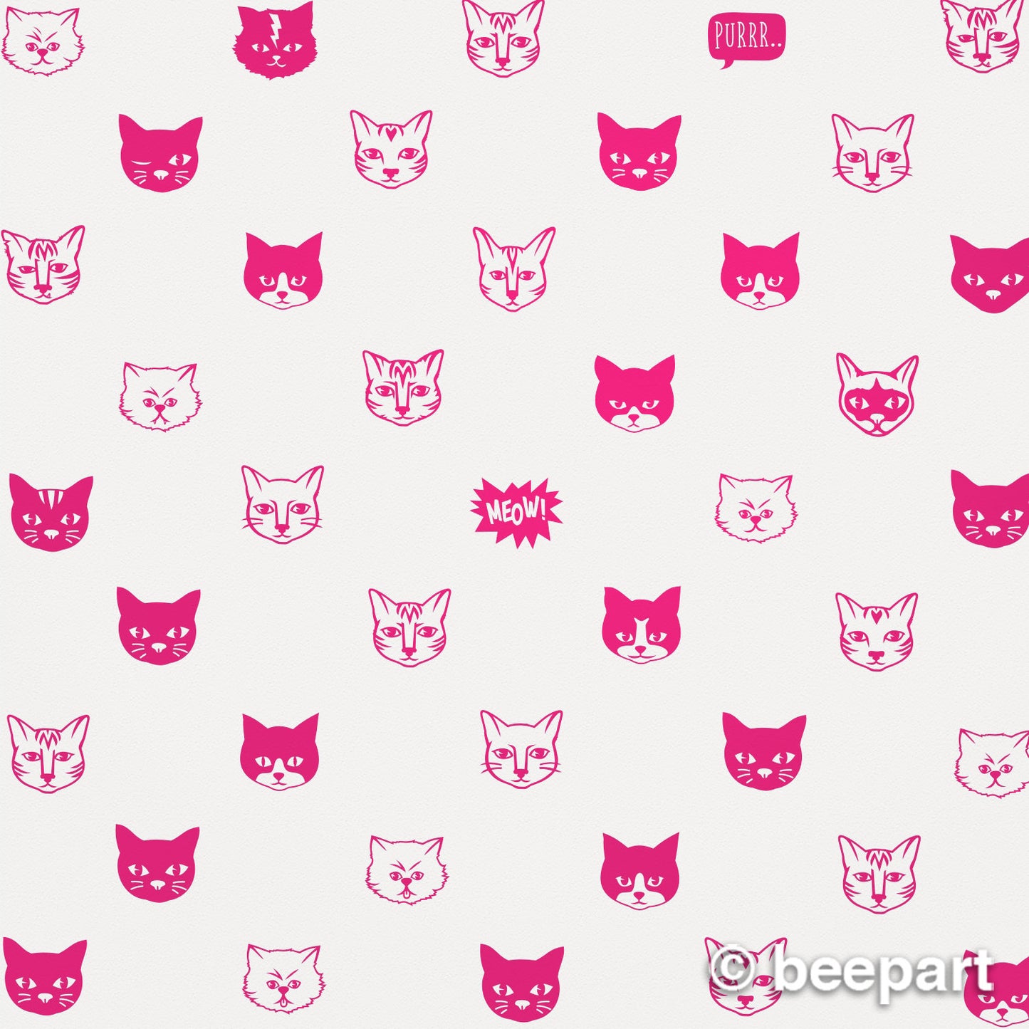 Cat Pattern Wall Decal Set – Cute Kitty Vinyl Stickers for Cat Lovers