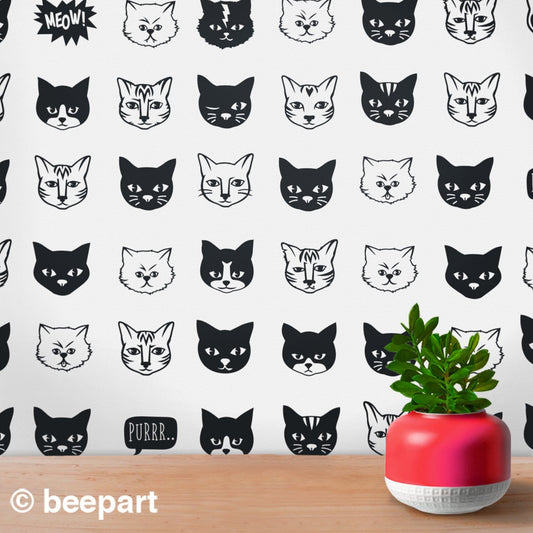 Cat Pattern Wall Decal Set – Cute Kitty Vinyl Stickers for Cat Lovers