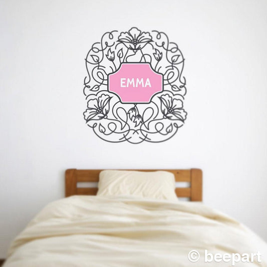 Custom Name Floral Wall Decal | Personalized Nursery & Girls Room Decor
