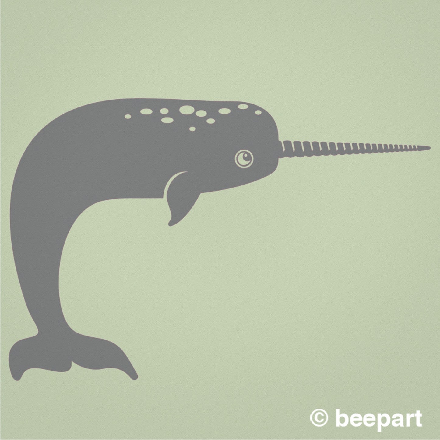 Narwhal Wall Decal – Friendly Sea Animal Vinyl Sticker for Kids & Nursery