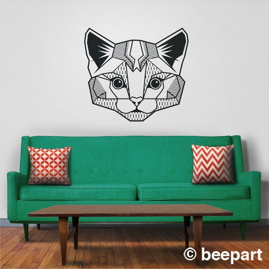 Geometric Cat Vinyl Wall Decal | Modern Cat Lover Home Decor