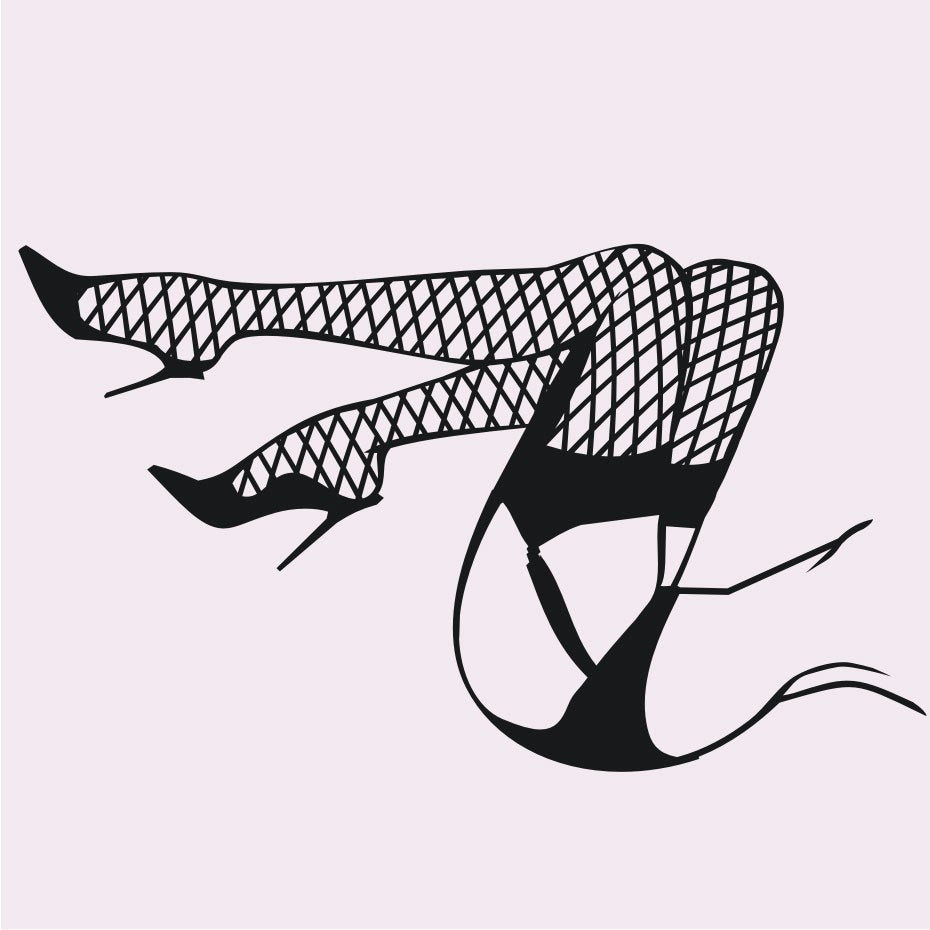 Sexy legs wall decal- pinup art, burlesque art, fishnet stockings, boudoir art, pinup decal, pin-up sticker, boudoir art, bedroom decor