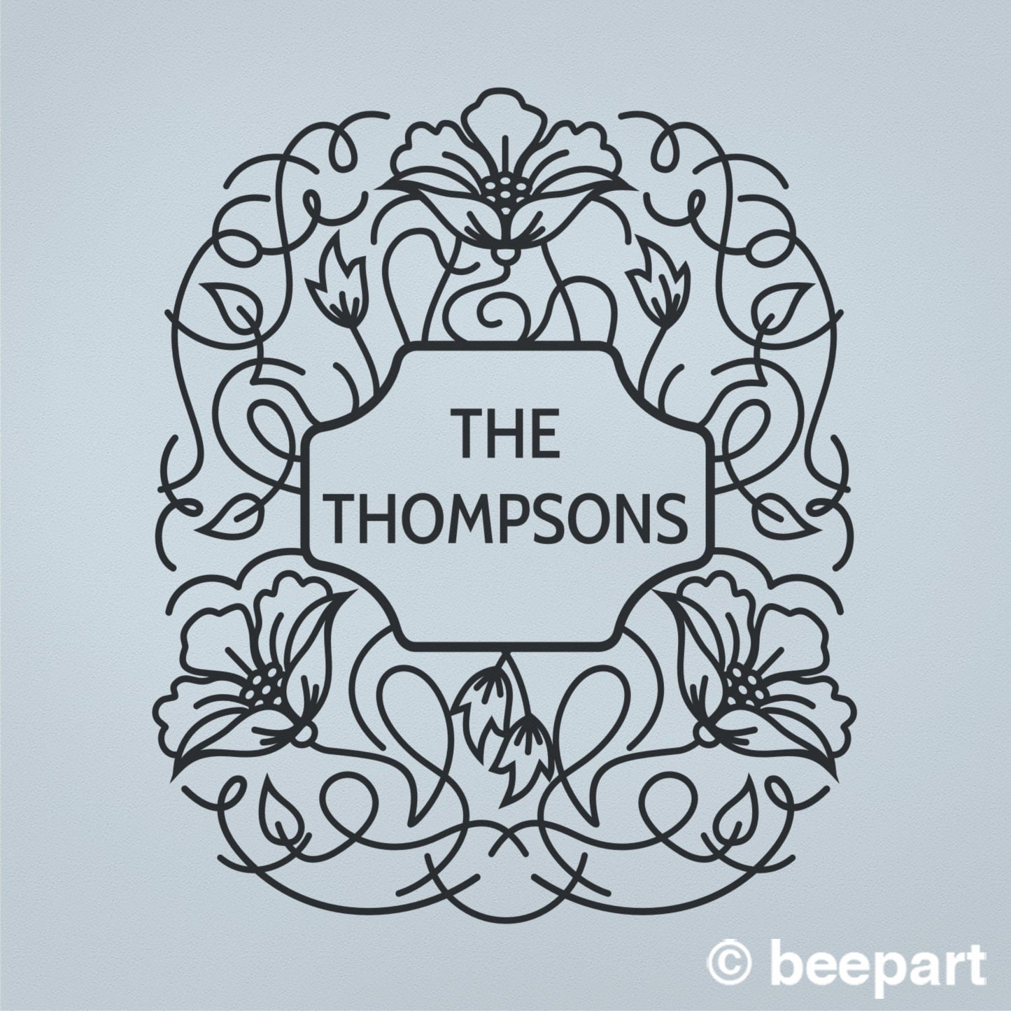 Custom flower wall decal for entryway decorative personalized floral  decal for nursery decor family name wall decal custom monogram kitchen