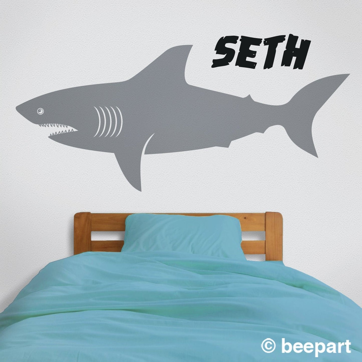 Personalized Shark Wall Decal – Custom Name, Marine Life & Ocean Decor for Kids Room