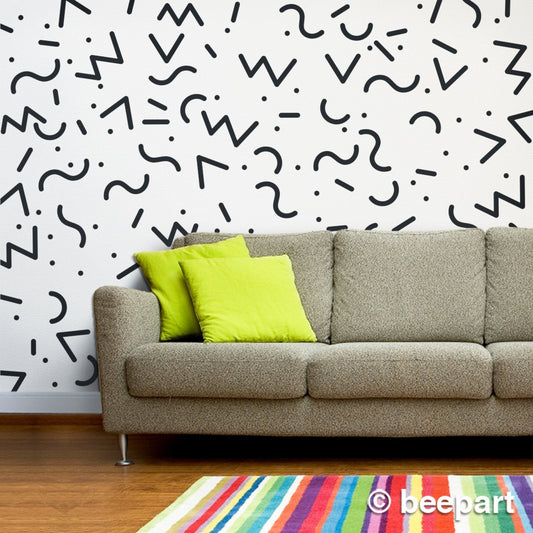 80s style wall decals Memphis group 80s wall art vintage eighties style retro Memphis style wall stickers retro 80's interior design pattern