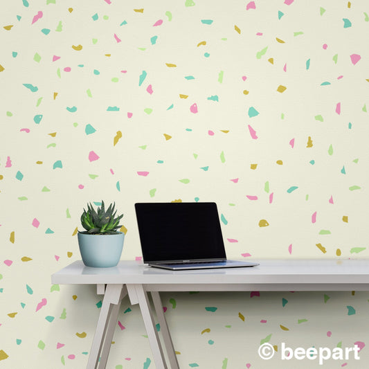 Terrazzo wall decal set- abstract pattern decals, terrazzo pattern wall art, mosaic design, living room decor, terrazzo motif, art deco