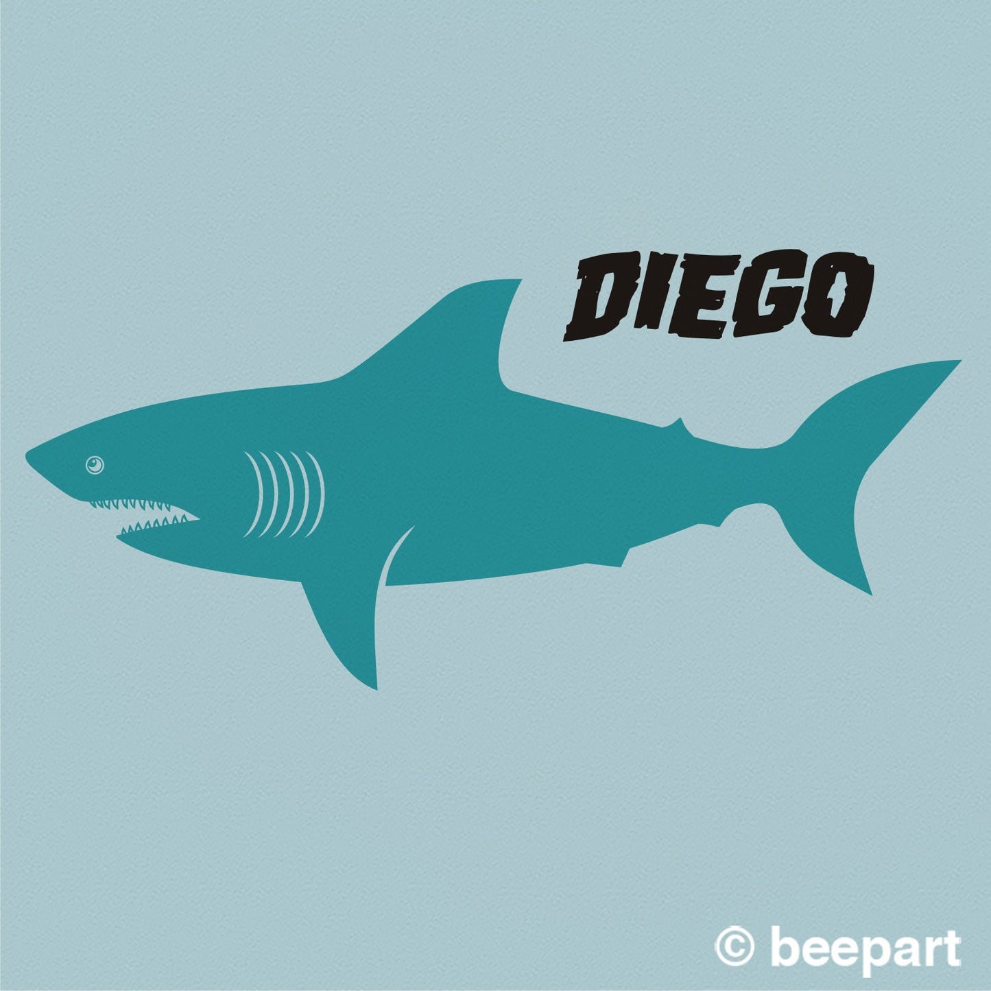 Personalized Shark Wall Decal – Custom Name, Marine Life & Ocean Decor for Kids Room