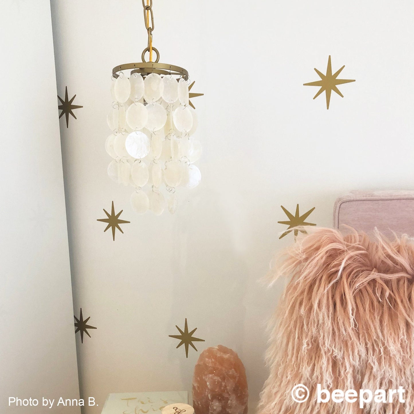 Silver coronata stars wall decal- metallic silver starburst, mid century modern, star pattern, star stickers