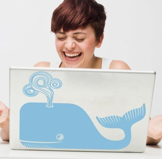 whale laptop decal, sticker art, cute whale laptop decal, FREE SHIPPING