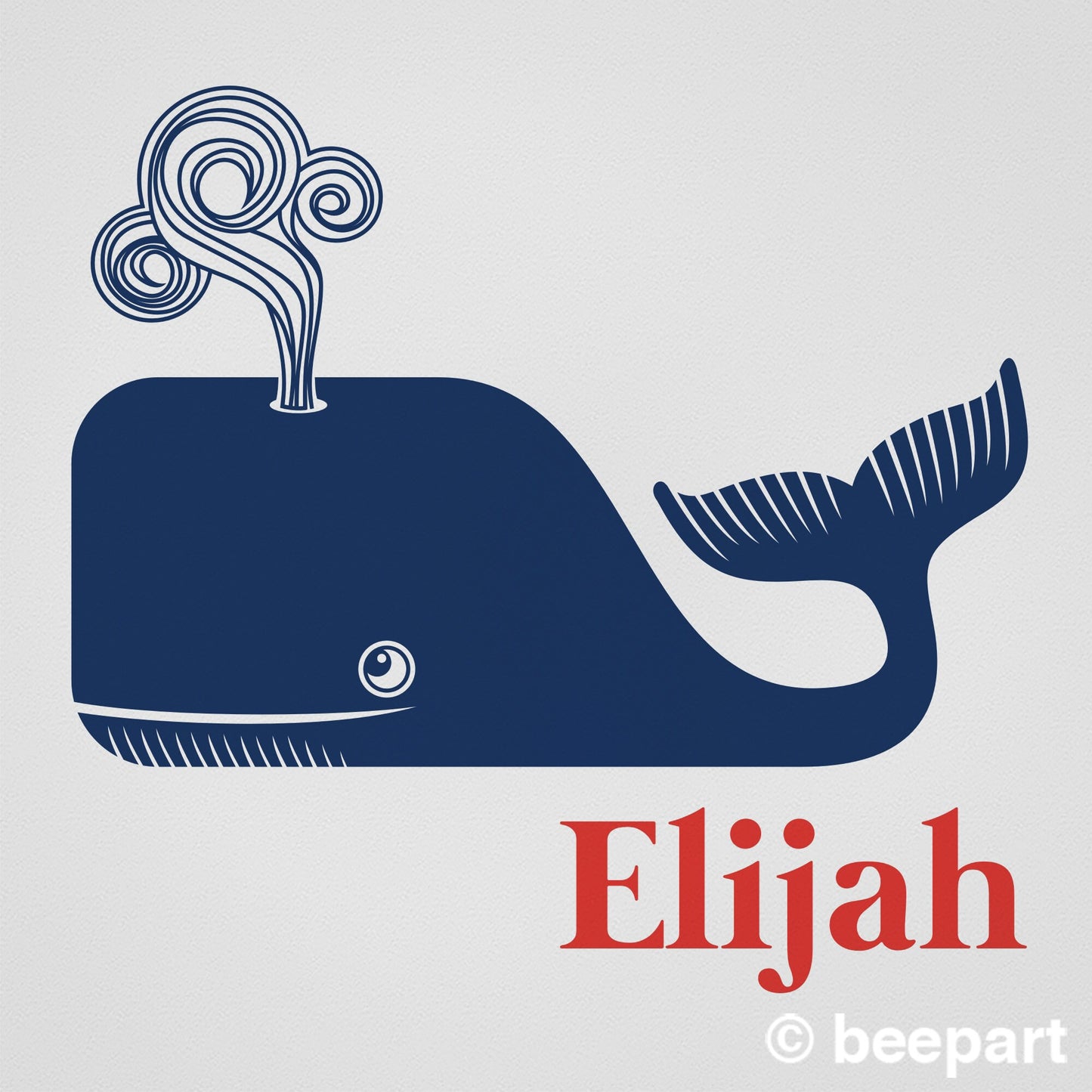 Personalized whale wall decal- custom name, cute animal art, name sticker, nautical art, nursery decor, children's room, whale motif