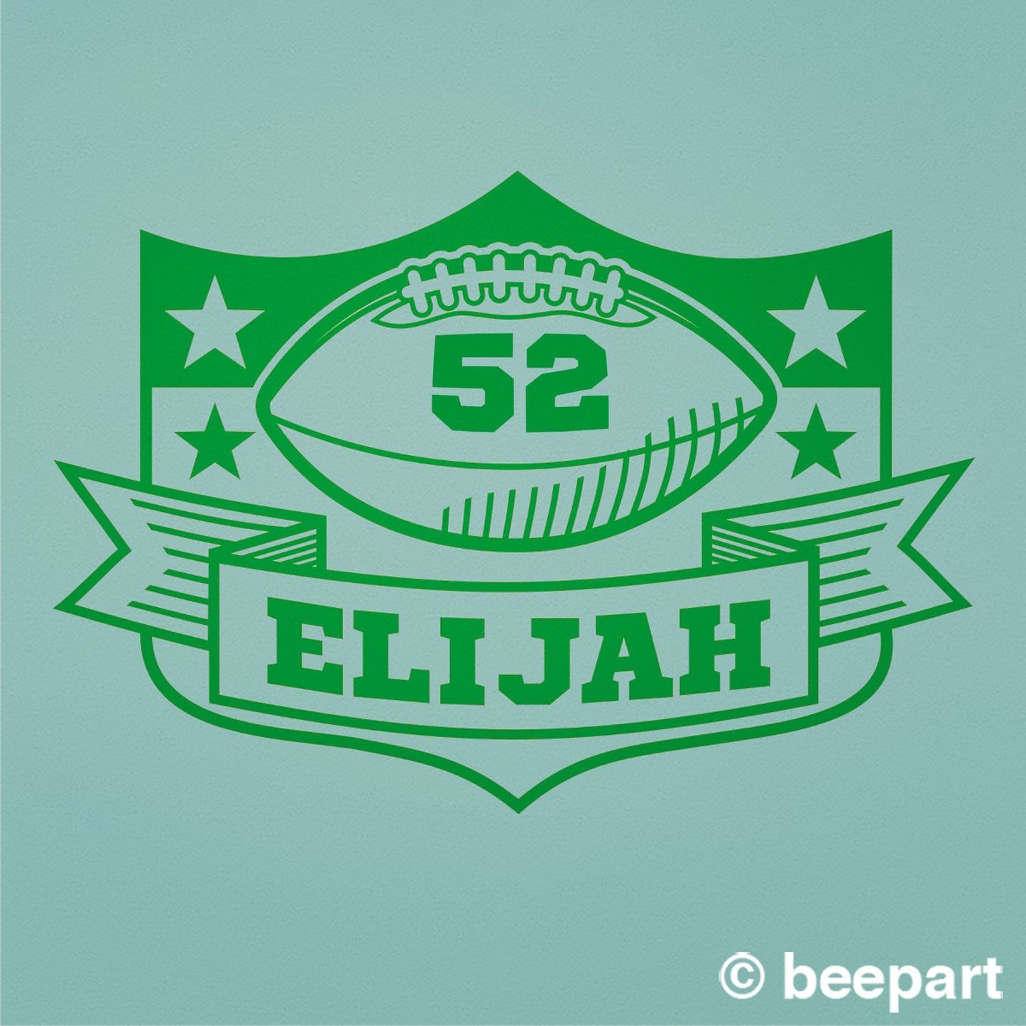 Personalized Football Crest Vinyl Wall Decal | Custom Sports Name Decal