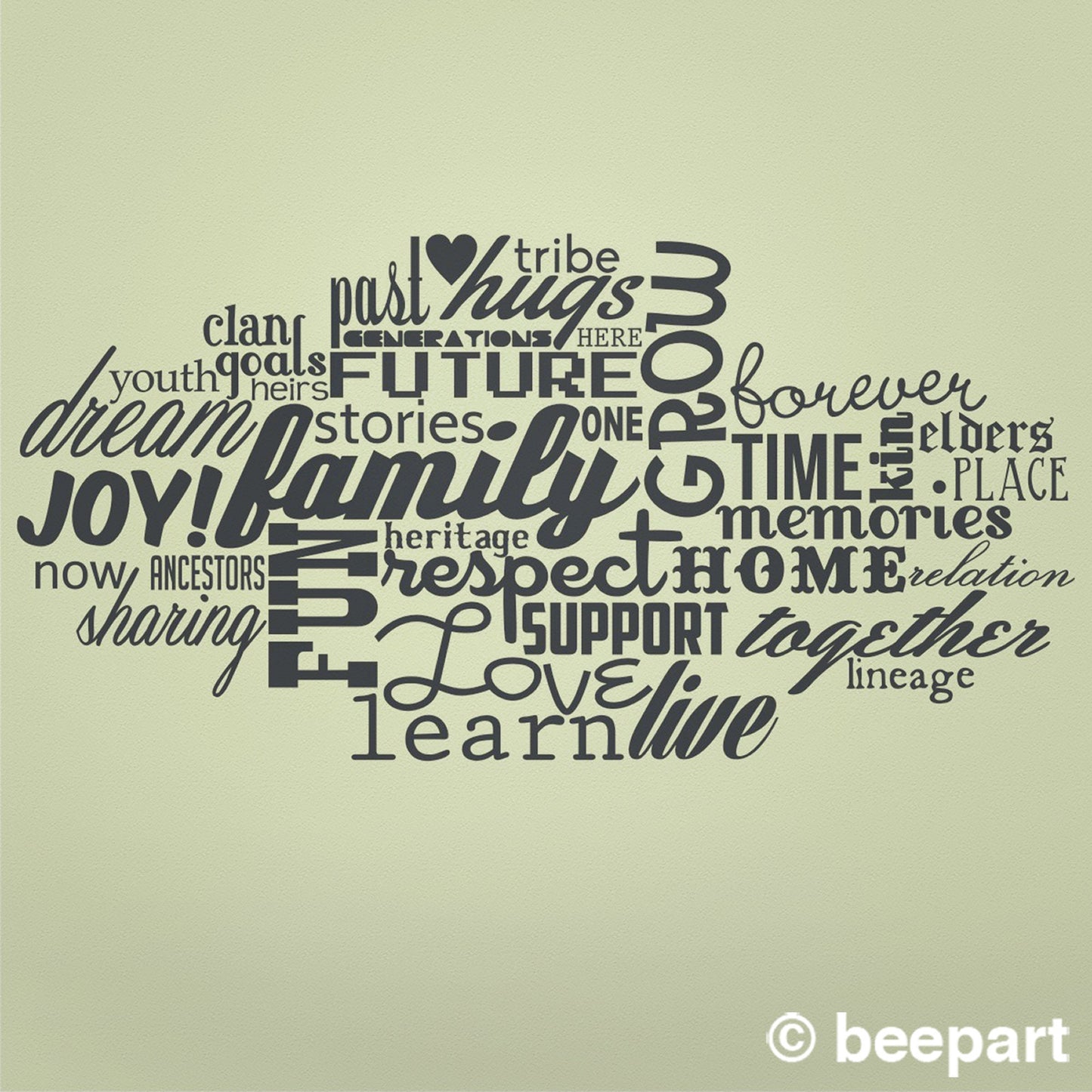 Word cloud wall decal, custom word cloud, personalized words wall sticker, word art
