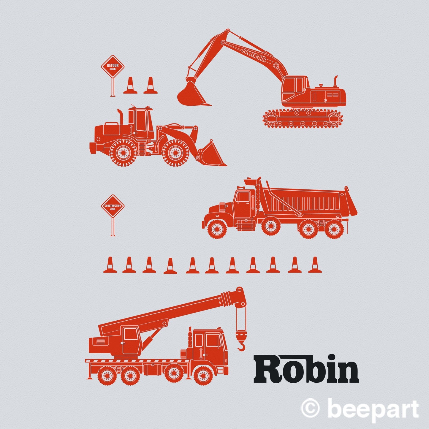 Construction equipment wall decals personalized wall decal for boy's room custom name decal bulldozer wall decal for nursery decor for boy