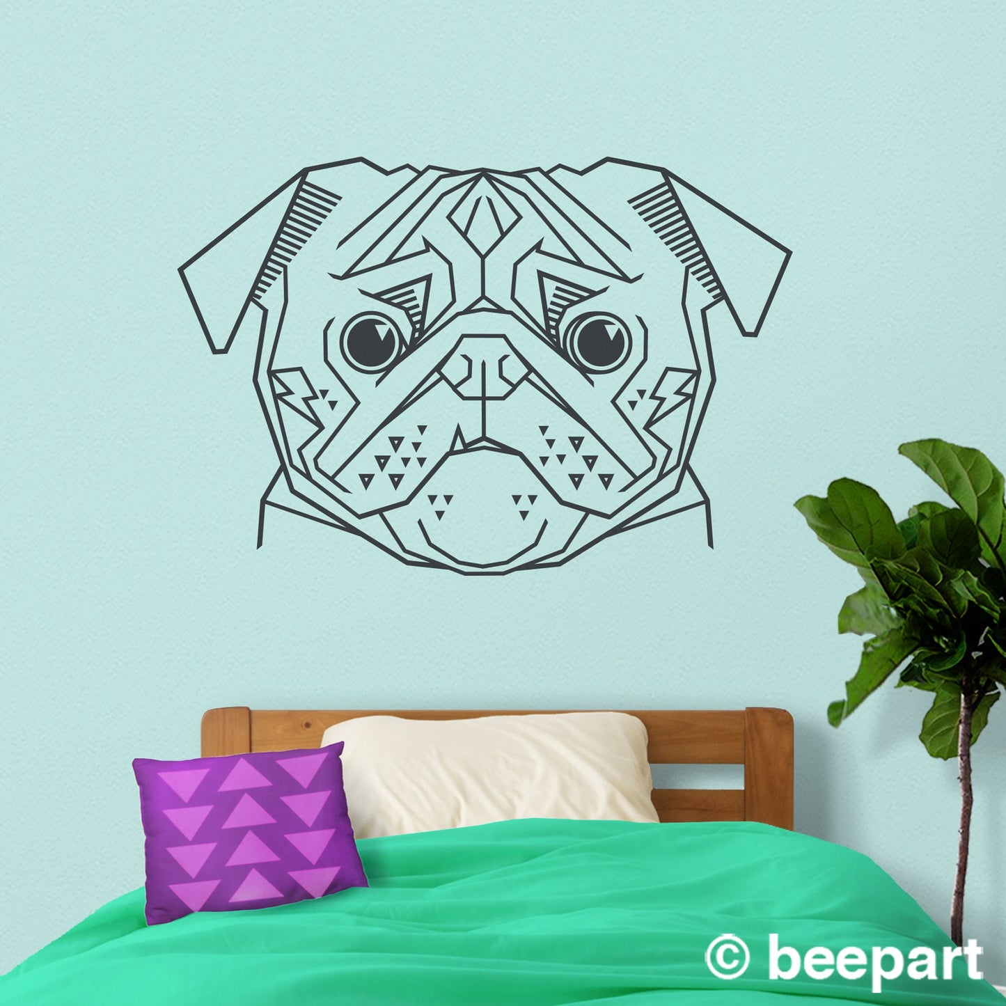 Geometric Pug Wall Decal – Cubist Dog Art for Living Room & Dog Lovers