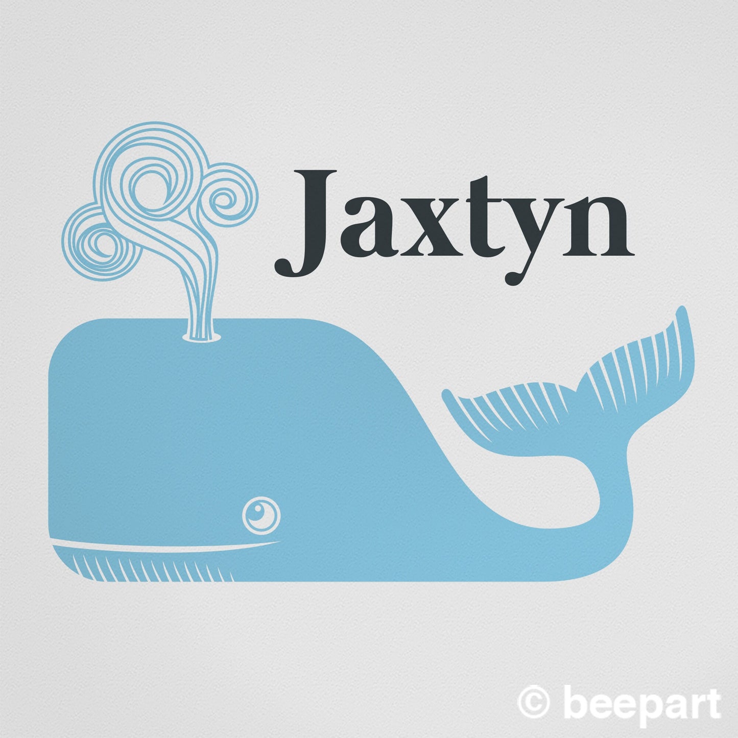 Personalized whale wall decal- custom name, cute animal art, name sticker, nautical art, nursery decor, children's room, whale motif