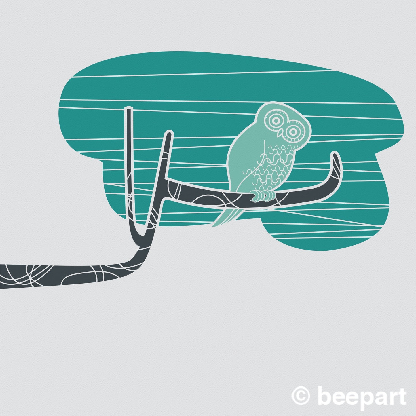 Owl Wall Decal – Mid-Century Modern Tree Branch Bird Art for Nursery & Kids Room