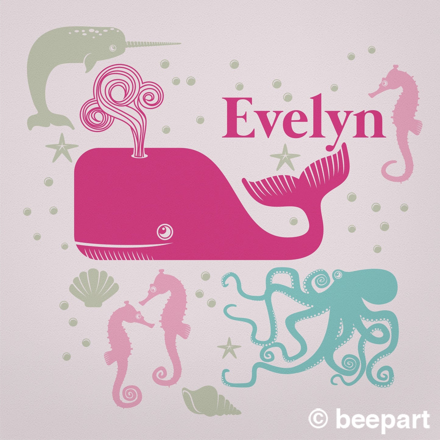 Under the Sea Wall Decal Set | Personalized Ocean Animals Nursery Vinyl Sticker