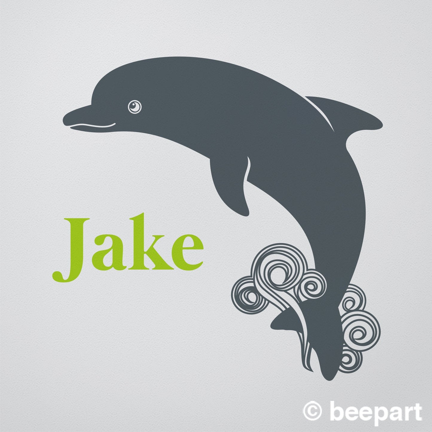 Dolphin wall decal- custom name decal, cute animal art, nursery decor, kids room, undersea animals