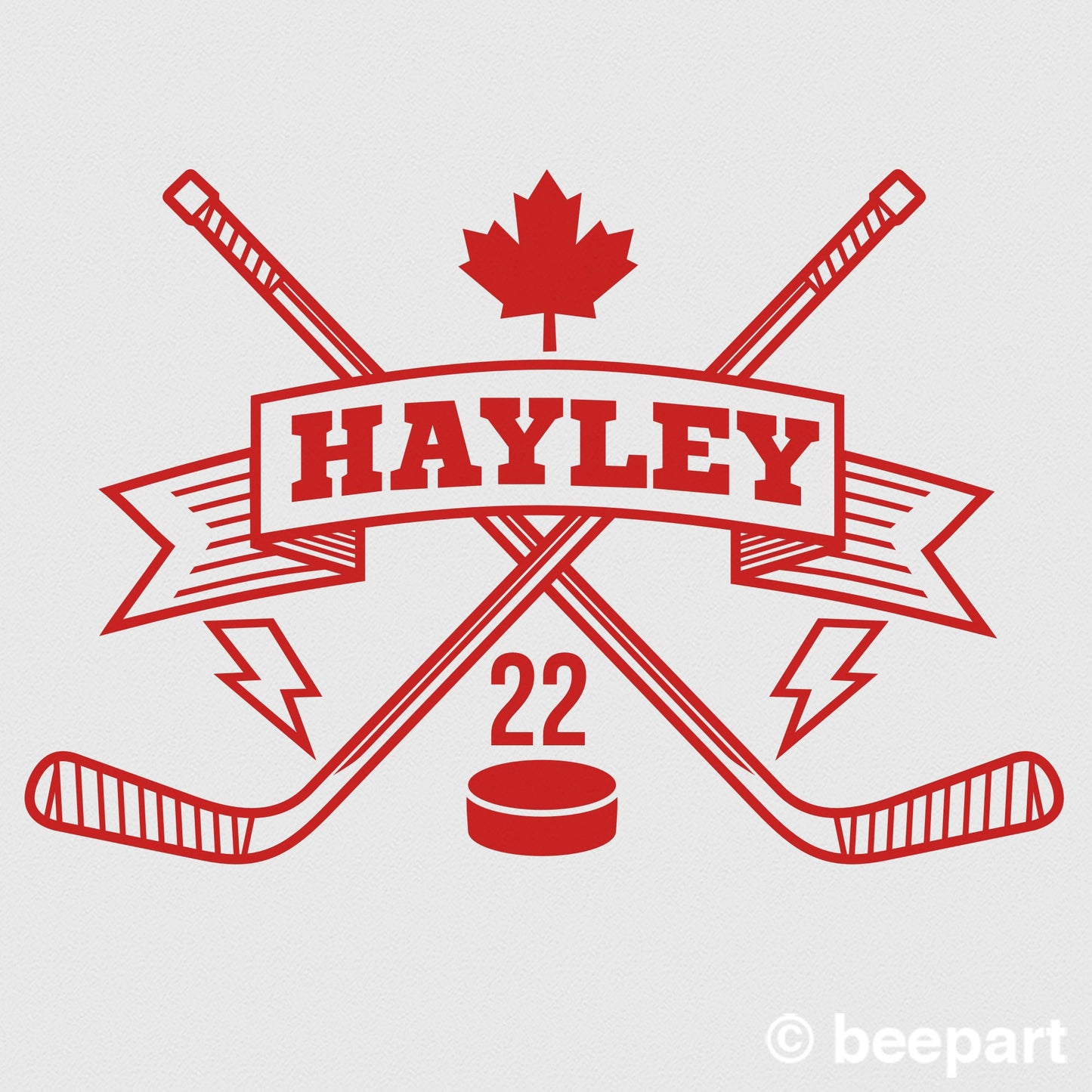 Personalized Ice Hockey Crest Vinyl Wall Decal | Custom Name & Number
