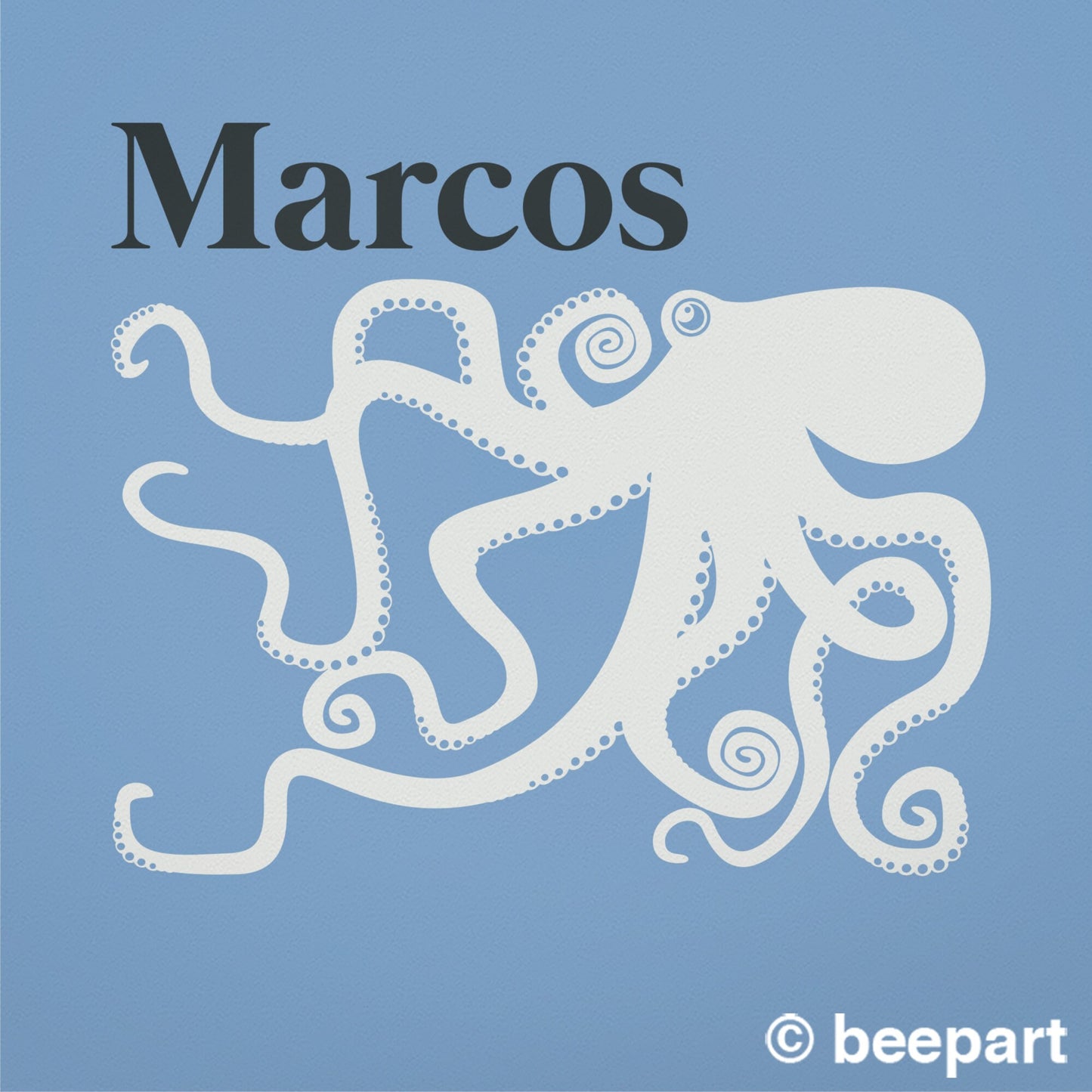 Octopus wall decal personalized- custom name sticker, sea animal art, kids room, nursery decor, cute animal decal