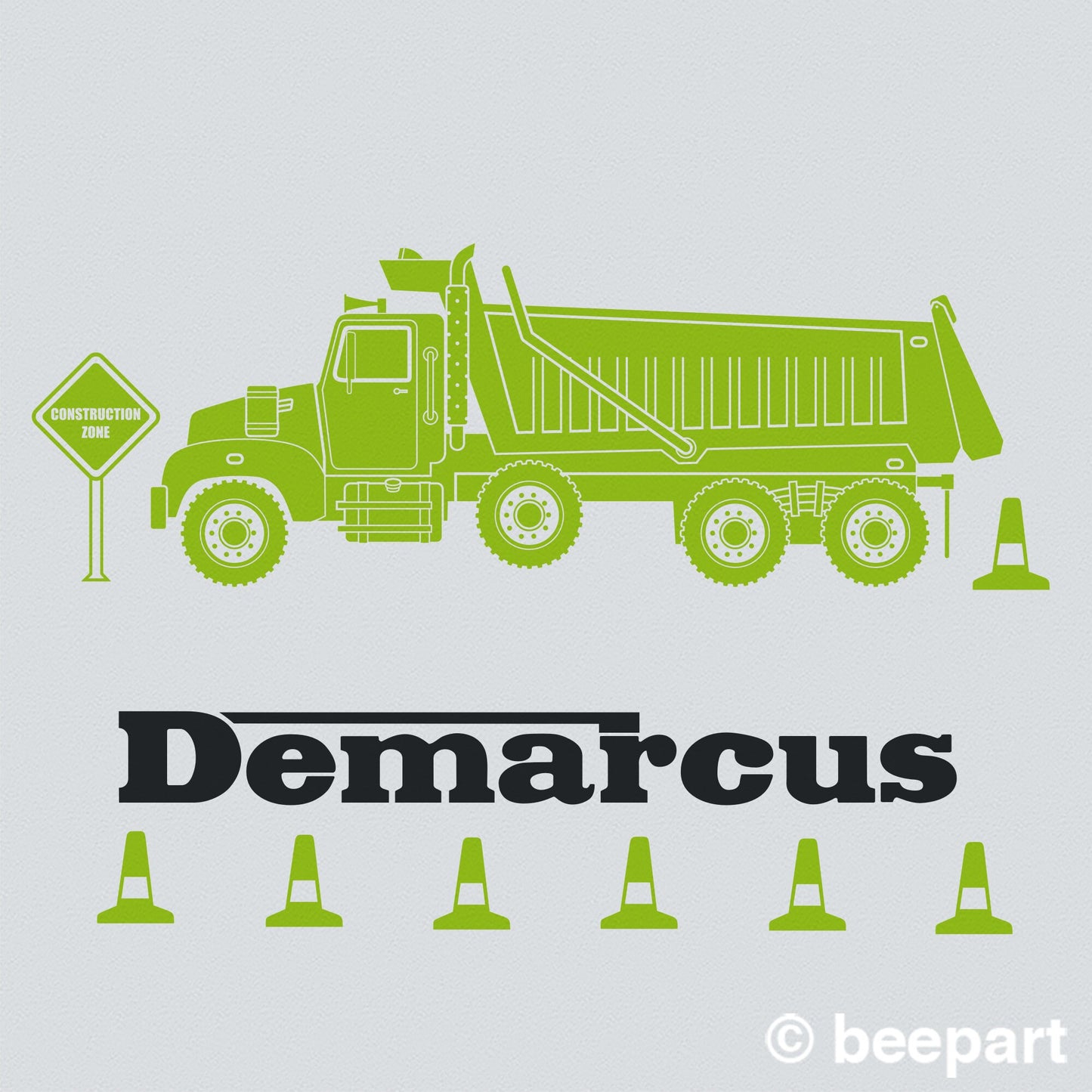 Dump Truck Wall Decal with Custom Name – Construction Equipment Vinyl Decal