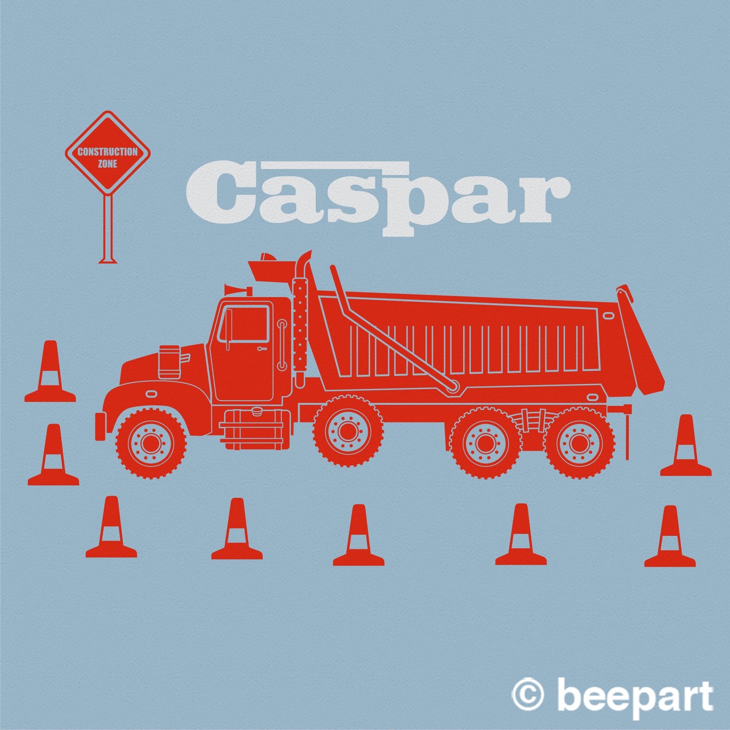Dump Truck Wall Decal with Custom Name – Construction Equipment Vinyl Decal
