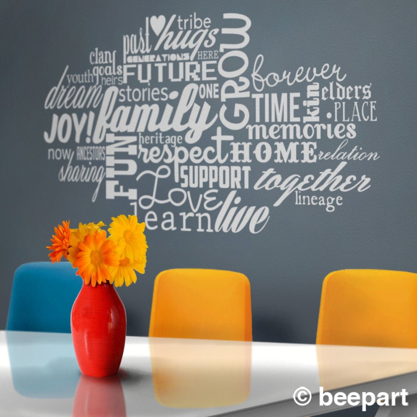 Custom Word Cloud Wall Decal | Personalized Vinyl Decal | beepart