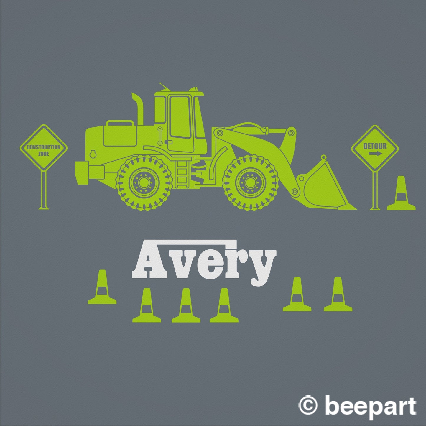 Yellow Bulldozer wall decal- personalized construction equipment, custom name decal, heavy equipment sticker, yellow machine