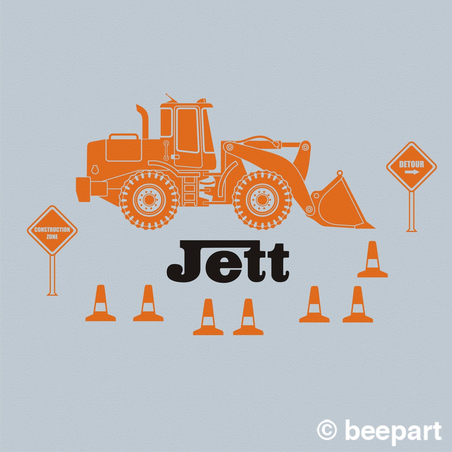 Yellow Bulldozer wall decal- personalized construction equipment, custom name decal, heavy equipment sticker, yellow machine