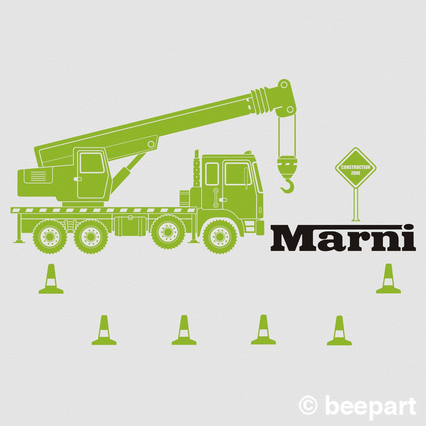 Crane Wall Decal with Custom Name – Construction Equipment Vinyl Decal