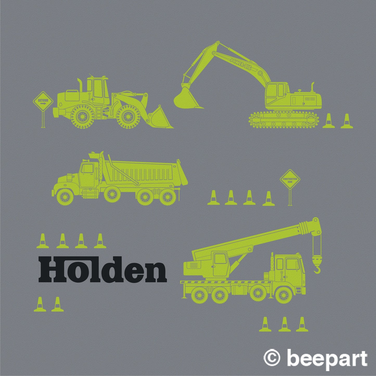 Construction equipment wall decals personalized wall decal for boy's room custom name decal bulldozer wall decal for nursery decor for boy