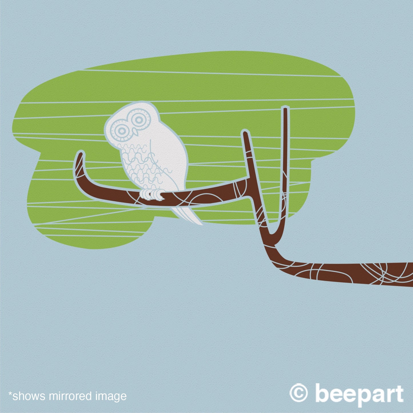 Owl Wall Decal – Mid-Century Modern Tree Branch Bird Art for Nursery & Kids Room