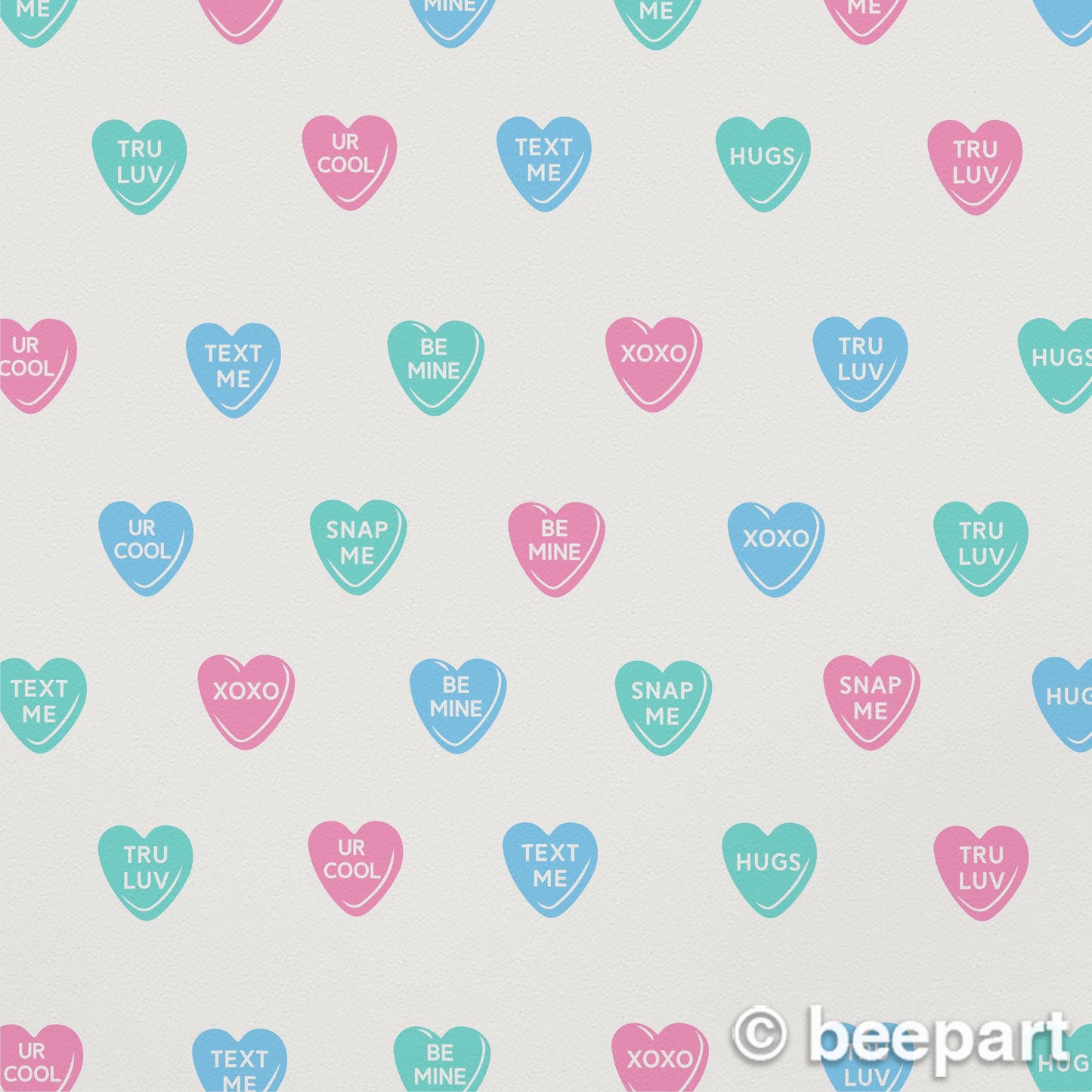 Candy Hearts Wall Decal Set | Sweetheart Vinyl Stickers for Teen & Valentine's Decor