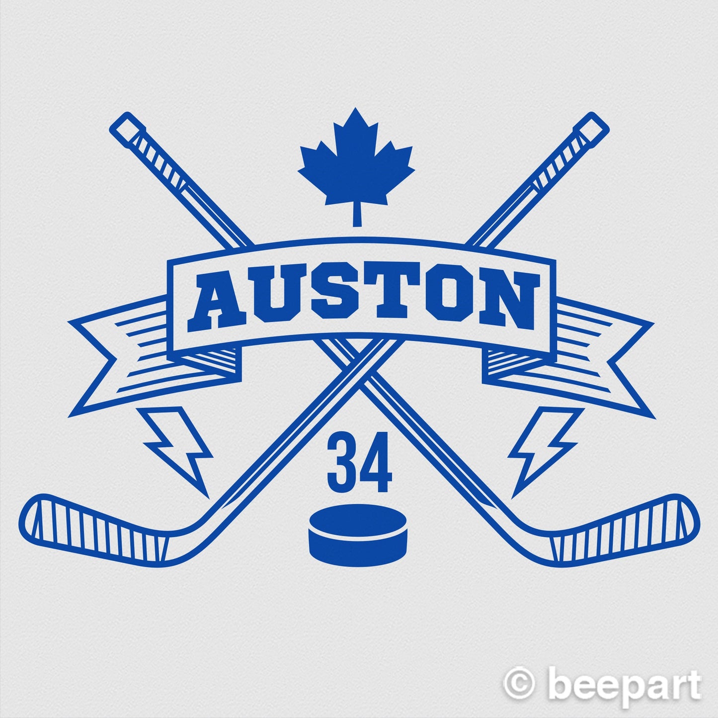 Personalized Ice Hockey Crest Vinyl Wall Decal | Custom Name & Number