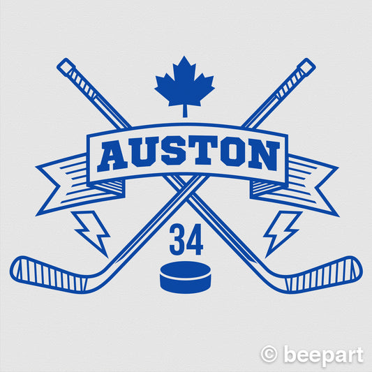 Personalized Hockey Wall Decal | Custom Name & Number | Kids Room & Sports Fan Gift