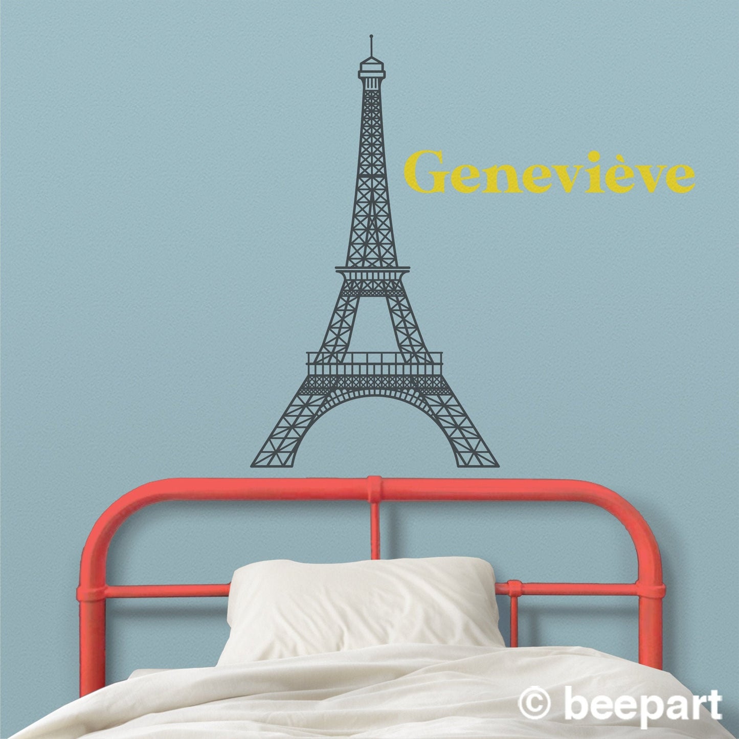 Personalized Eiffel Tower Vinyl Wall Decal | Custom Name Decal