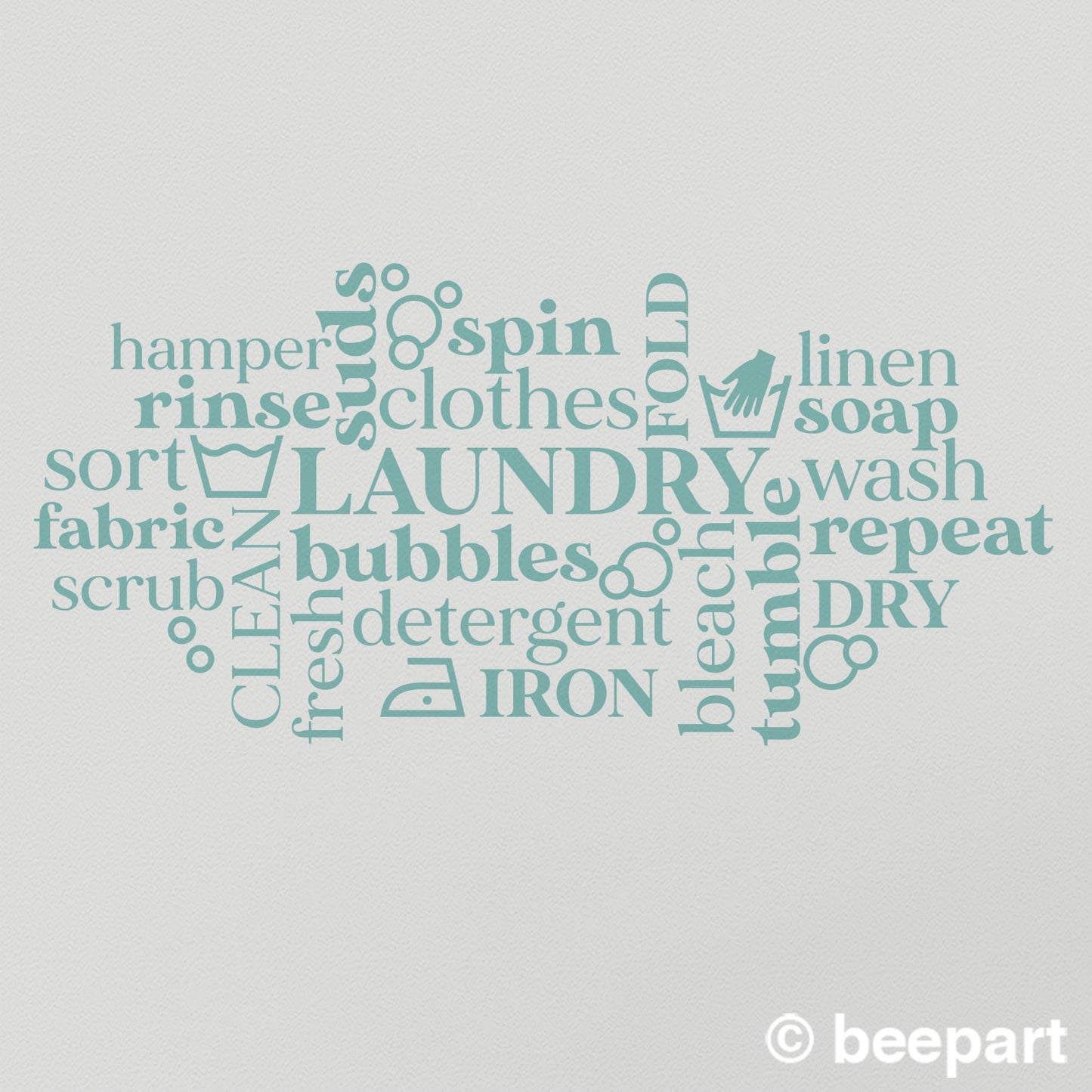 Laundry Word Cloud Wall Decal | Laundry Room Vinyl Sticker
