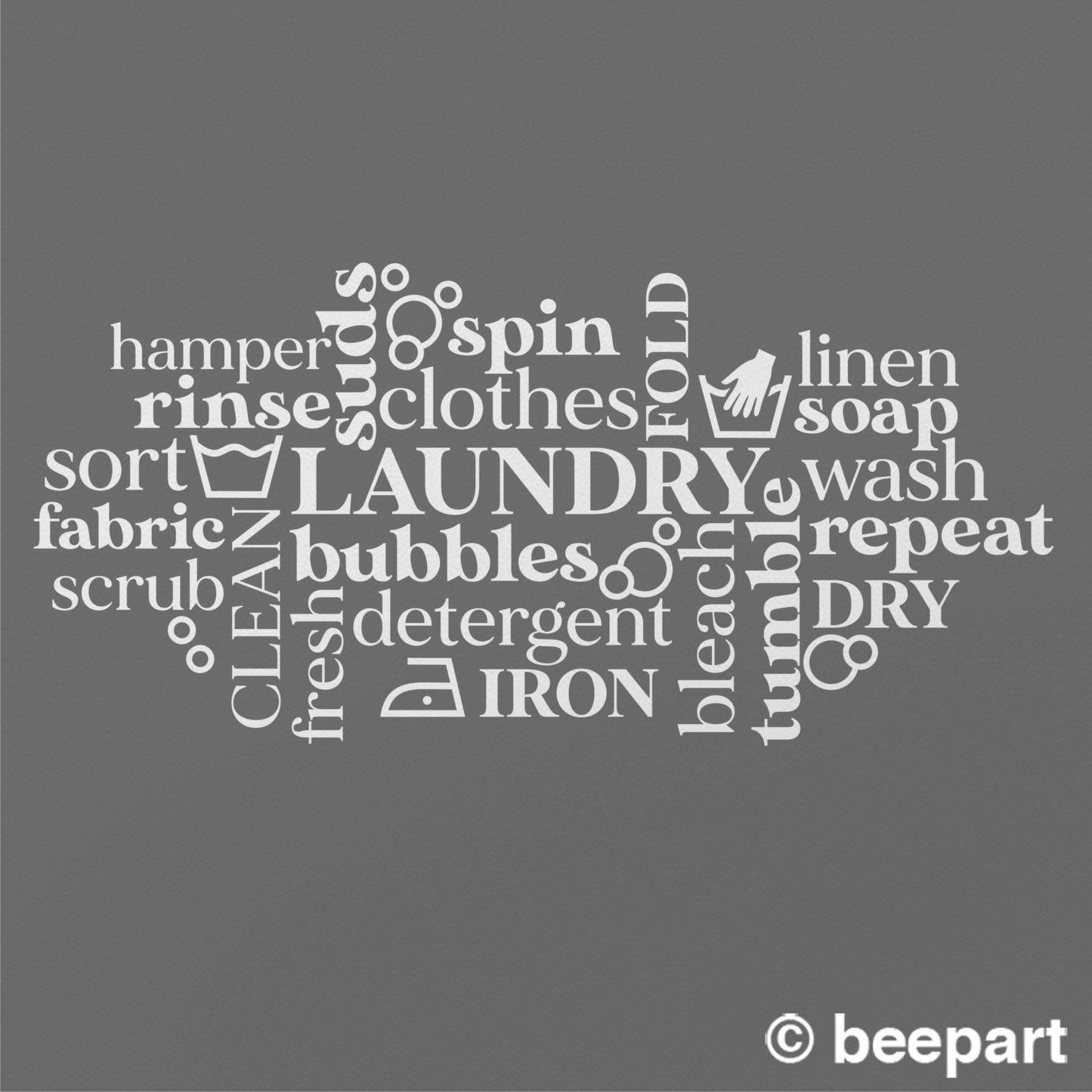Laundry Word Cloud Wall Decal | Laundry Room Vinyl Sticker
