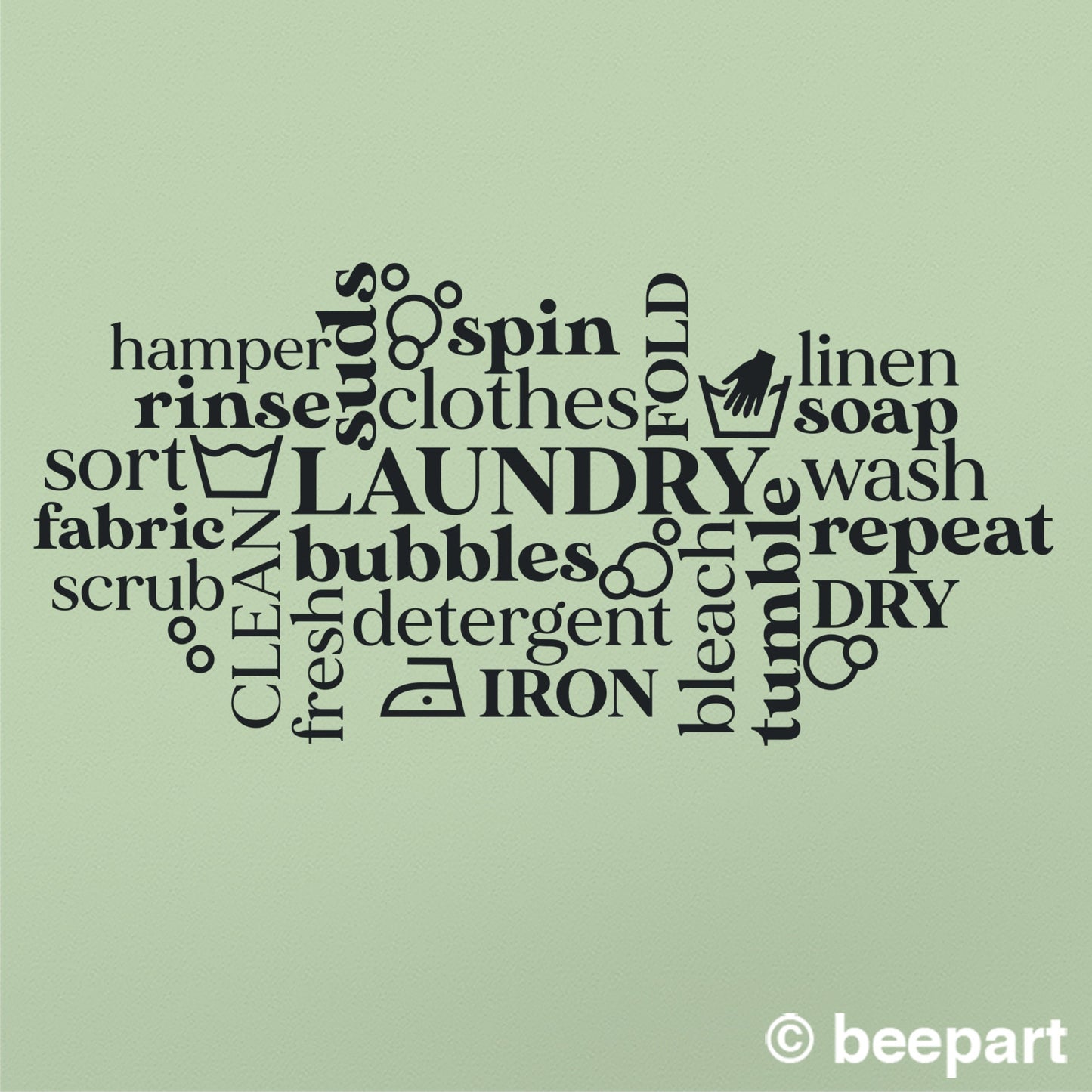 Laundry Word Cloud Wall Decal | Laundry Room Vinyl Sticker