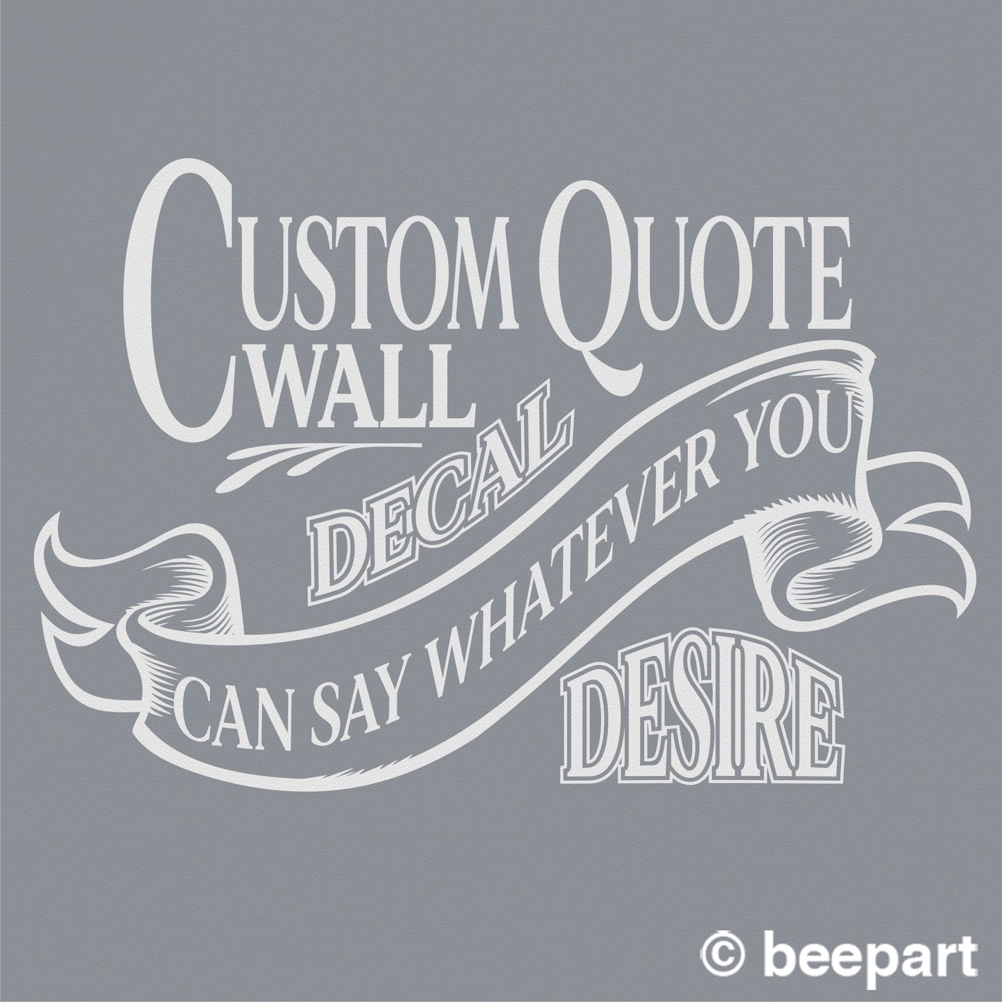 Custom quote wall decal- vintage quote decal, office art, victorian design, personalized quote